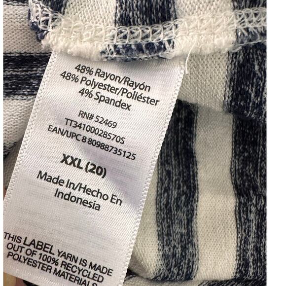 Time and Tru XXL 20 Hacci Knit Blue Cream Stripe Rayon Polyester Blend Top - Picture 7 of 10